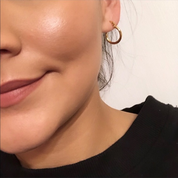 Dainty Yellow Gold Filled Hoops - Picture 2 of 5